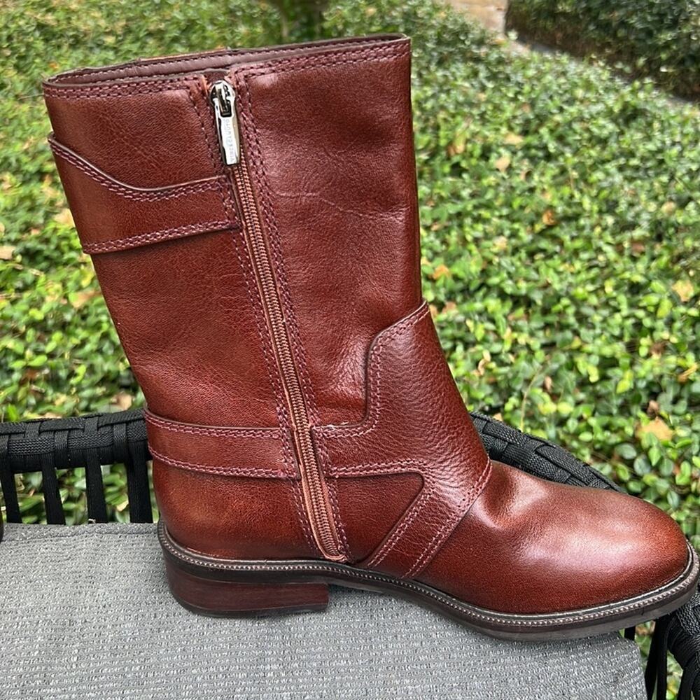 New ▶️ Vince Camuto ◀️  Alicenta Chocolate Brown Mid Calf Moto Women's Boots - Picture 7 of 16